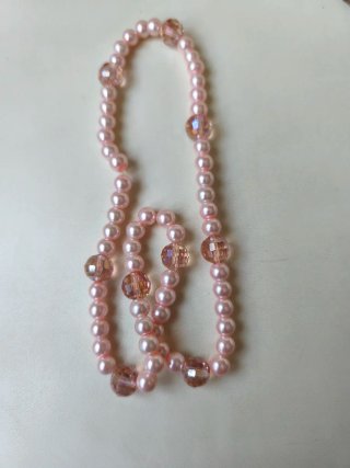 Collar perlas rosa con bolas cristal