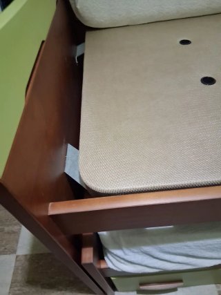 Cama nido madera marrón y verde + colchones