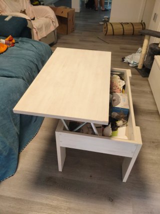 Mesa NUEVA A MONTAR de centro madera blanca y gris