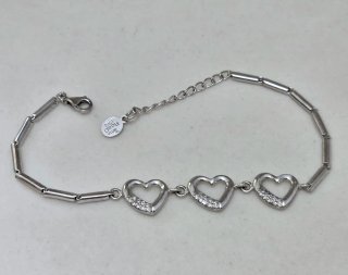 Pulsera Plata 925 Corazones con Circonitas