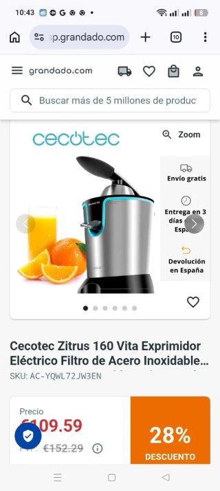 Exprimidor Cecotec Zitrus Adjust 160