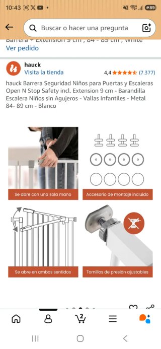 Barrera Seguridad Hauck Niños Puertas Escaleras
