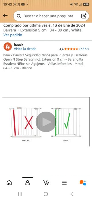 Barrera Seguridad Hauck Niños Puertas Escaleras