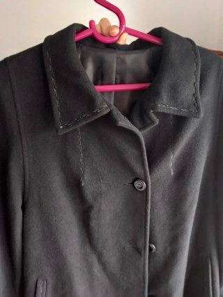 Abrigo negro 3/4 mujer paño y cashmere