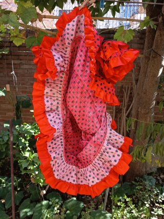 Vestido Flamenco Niña Rojo y Negro largo 0,75 cm