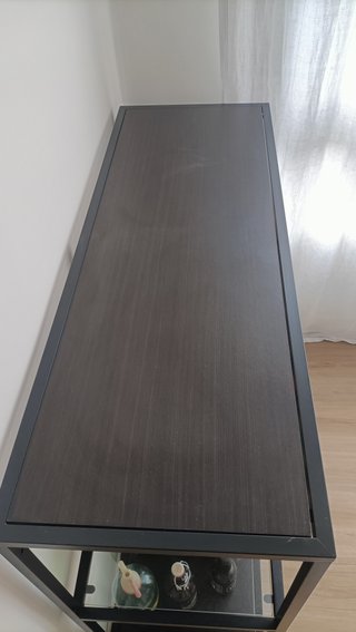 Estantería recibidor negra metal y madera