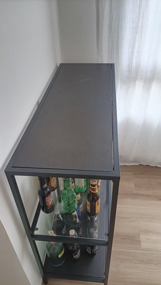 Estantería recibidor negra metal y madera