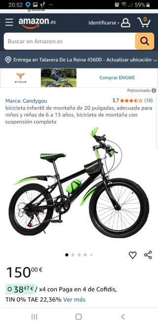 Bicicleta infantil 20 pulgadas nueva
