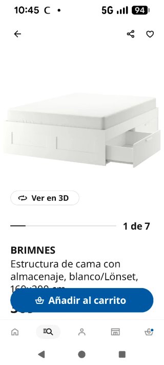Cama BRIMNES 160x200 con almacenaje