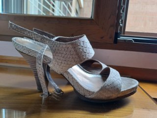 Sandalias Lodi Beige Piel Serpiente