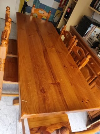 Mesa, 6 Sillas y Sinfonier Madera