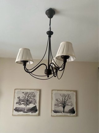 Lámpara de techo 3 luces tela y metal