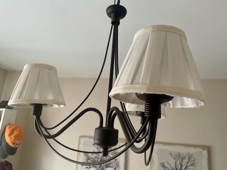 Lámpara de techo 3 luces tela y metal