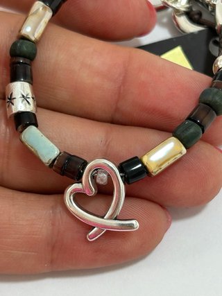 Pulsera piedras y baño de plata ajustable nueva