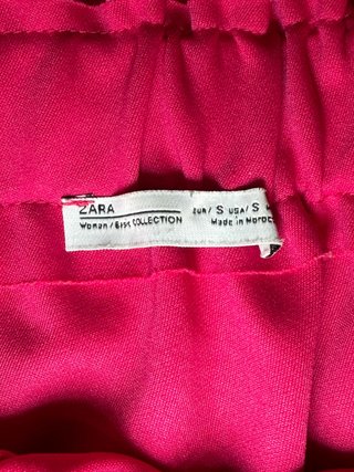 ZARA Top Fiesta Asimétrico Fucsia Volante S