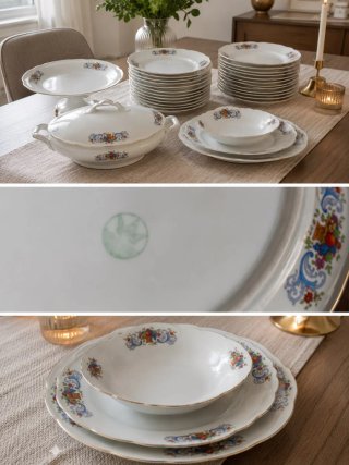 Baviera Vajilla Porcelana Flores Doradas