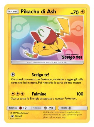 Carta Pokémon Pikachu di Ash Promo SM108