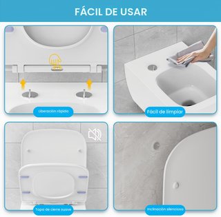 Tapa WC Cuadrada Softclose Blanca