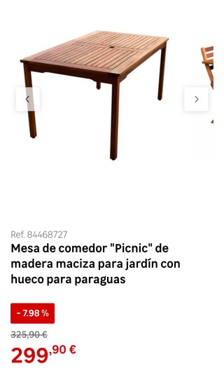 Mesa de comedor de madera maciza para jardín