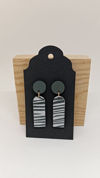 Pendientes Hech Madera Cebra Verde/Gris