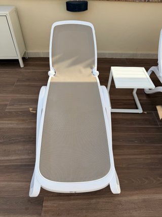 Conjunto de 2 tumbonas de jardín blanco/beige
