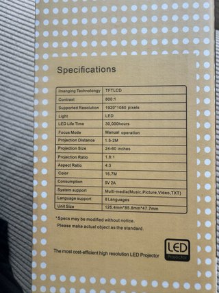 Proyector LED YG300 HD Amarillo/Blanco