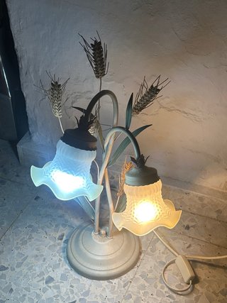 Lámpara de mesa forja blanco roto