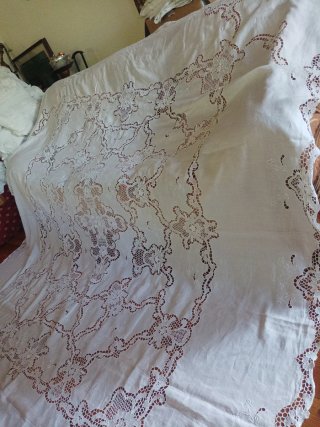 Coperta in lino e pizzo Burano