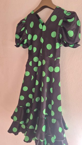 Traje Flamenca niña lunares verde
