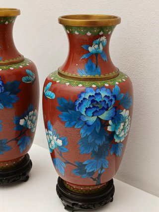Coppia Vasi Cinesi Vintage Cloisonné