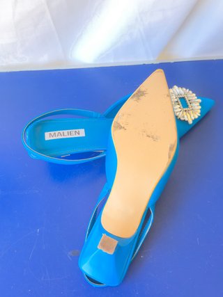 Scarpe Slingback Donna Malien Azzurre con Strass