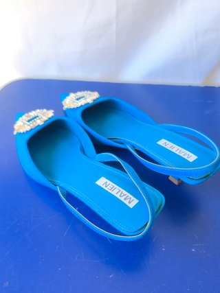 Scarpe Slingback Donna Malien Azzurre con Strass