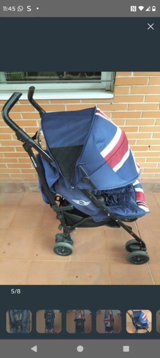 Silla de paseo azul con diseño Union Jack