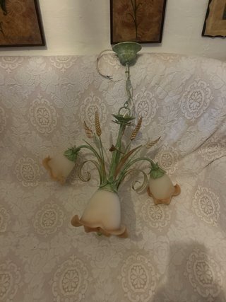 Lámpara de pared forja verde y beige