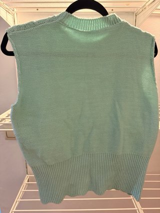 Chaleco punto verde agua sin mangas Talla L