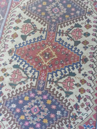 Tappeto Persiano Quasqai Lana Blu Rosso
