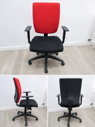Silla de oficina ergonómica roja y negra