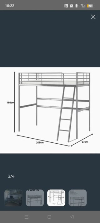 Cama alta SVÄRTA Ikea con escritorio