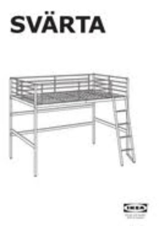 Cama alta SVÄRTA Ikea con escritorio