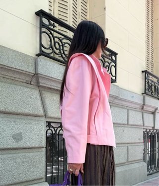 Chaqueta Zara cruzada botones rosa Colección