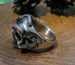 Anillo Acero Calavera Serpiente