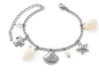 Pulsera plata con charms marinos