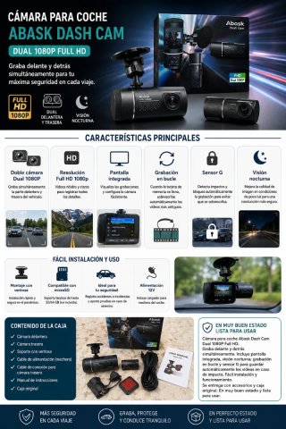 Cámara de Coche Abask FHD Dual 1080P