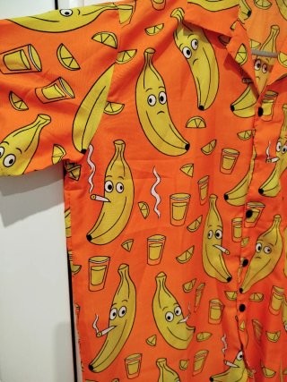 Camisa estampada platanos Naranja/Amarillo Talla X