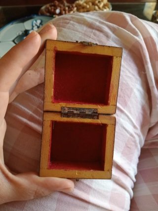 Caja joyero artesanal antigua madera y hueso