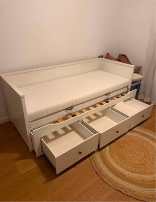 Sofá Cama doble Ikea Hemnes Blanco con 3 cajones