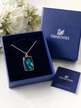 Colgante Swarovski Rectangular Verde y Plata