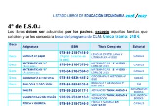 Libros de texto colegio Giovanni A. Farina 4 ESO.