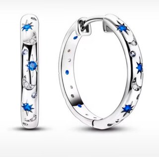 Pendientes Aro Plata con Estrellas Azules