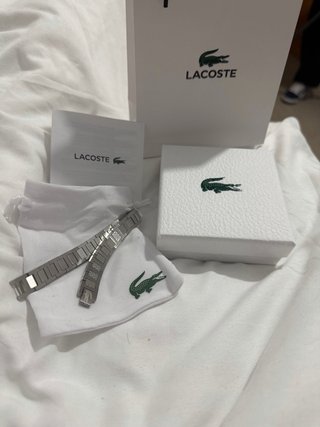 Pulsera Lacoste Hombre Plateada Nueva